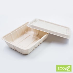 Bamboo Pulp Container with Flat Bamboo Pulp  Lids