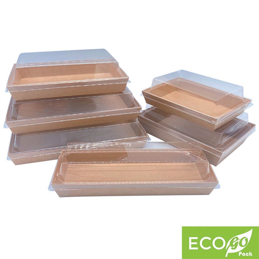 Kraft Paper Sushi Tray with PET Lid - Buy Sushi Paper Box, Kraft